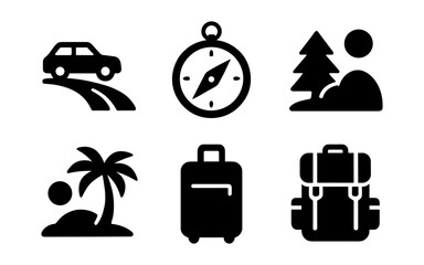Minimalist outdoor adventure icons for travel and camping design
