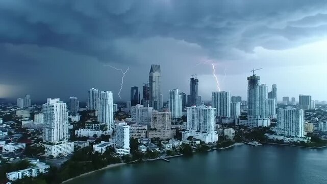 Cityscape stormy weather