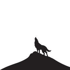 Wild Wolf Silhouette Vector Illustration of Howling Animal in Forest for Wildlife Design or Logo