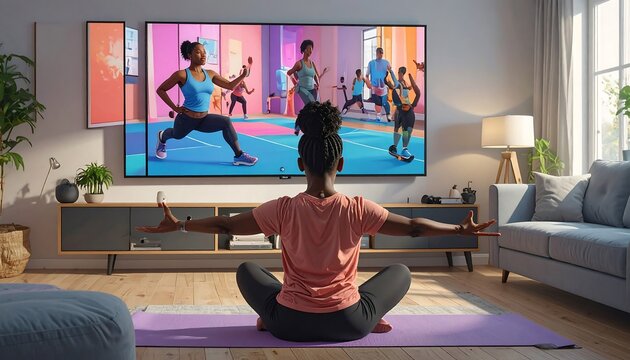 Woman meditating to fitness class