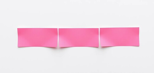 Three blank pink paper tape stickers isolated on white background,  scrapbooking,  supplies
