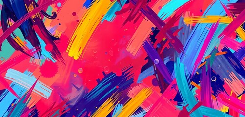 Vibrant, chaotic yet balanced abstract strokes in jewel tones,   psychedelic,   organic