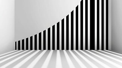 Obraz premium A minimalist room with a black and white striped wall.