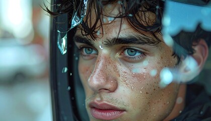 Close-up portrait of a young man
