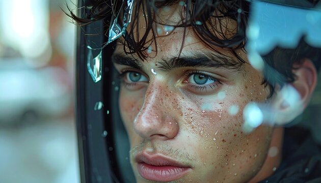 Close-up portrait of a young man - Powered by Adobe