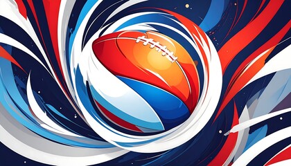 Abstract rugby ball in swirling colors