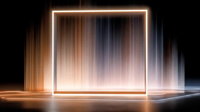 Empty square frame with neon light