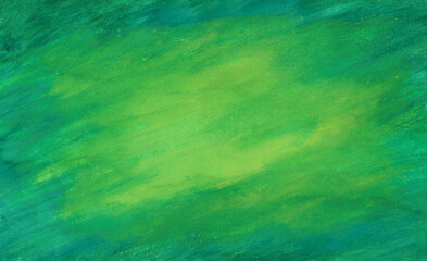Abstract texture background by acrylic painting green with yellow on paper. Brush stroke technique for cover, card, advertising and banner concept. copy space for the text. Hand painted texture style.