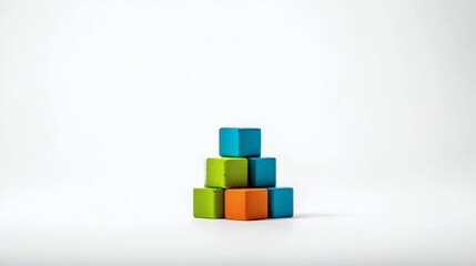 Obraz premium Miniature Puzzle or Tiny Building Blocks on Pure White Background, Product Photography Style, Soft Lighting, Centered, Minimalist Composition