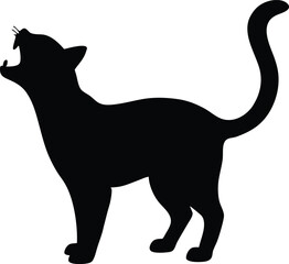 cat meowing animal sound symbol vector, playful cat silhouette illustration
