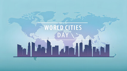 Obraz premium World cities day celebration with urban skyline and global map background 