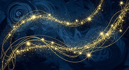 "Elegant Dark Blue & Golden Holiday Sparkle Background"