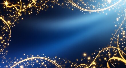 "Elegant Dark Blue & Golden Holiday Sparkle Background"