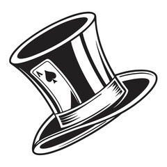 Illustration of magician hat vector art silhouette.