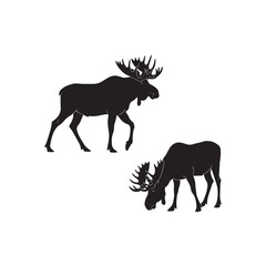 Moose Silhouette Vector Set Wildlife Design