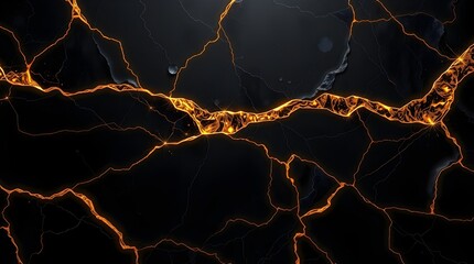 Obsidian black gold luxury background with glowing golden streaks