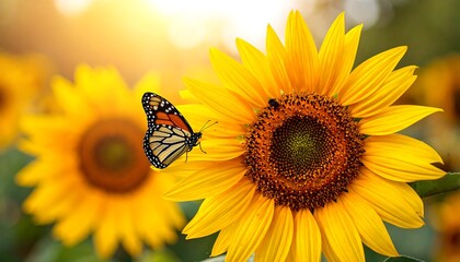A monarch butterfly on a sunflower