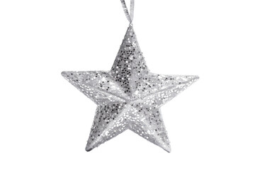 Fototapeta premium sparkling star decoration suspended elegantly isolated on white background