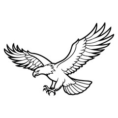Fototapeta premium Elegant Eagle Wings Spread Minimalist Line Drawing