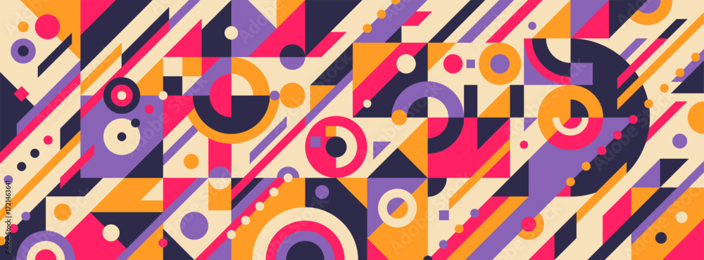 Poster geometric abstract pattern design with colorful shapes. vector illustration.