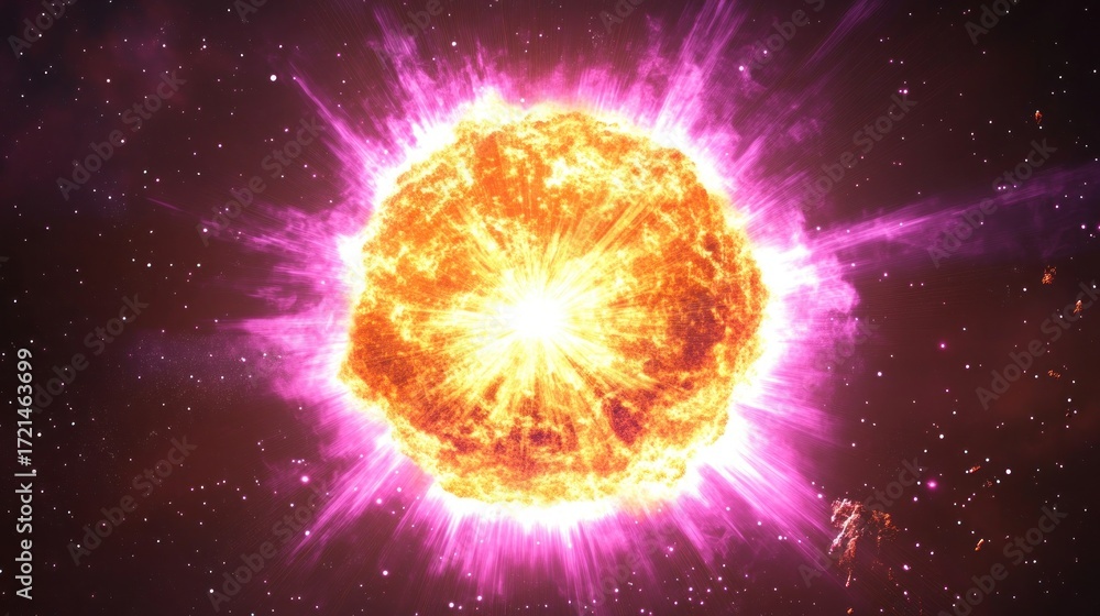 Poster exploding star in cosmic nebula