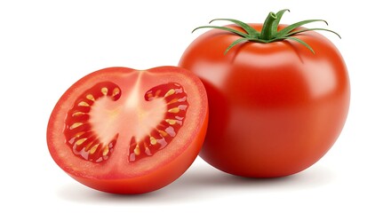 A clean and simple food photograph of a juicy tomato, ideal for recipe and healthy eating blogs.