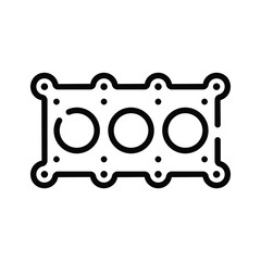 A simple, black outline vector graphic of a cylinder head gasket.