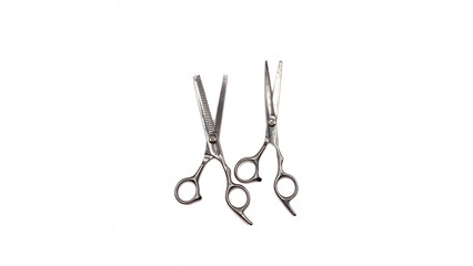two Professional Haircut Barber Scissors isolated on White Background