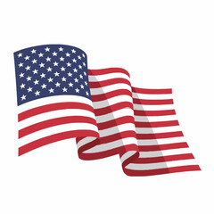 Obraz premium Waving American flag illustration, a symbol of patriotism and national pride for the United States