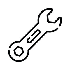Here is modern style line icon of wrench isolated on white background