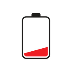  Low Battery Icon — Critical Power Level Vector Illustration