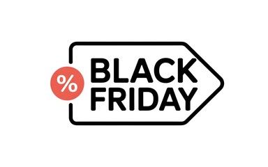 Black friday sale tag with percentage symbol isolated on white background