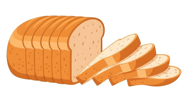 Vector Illustration of Sliced Bread Loaf &ndash; Fresh Bakery Food on White Background