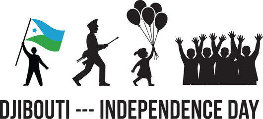 Djibouti Independence Day Vector Silhouette National Celebration Freedom Holiday