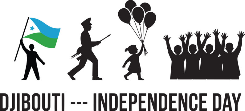 Djibouti Independence Day Vector Silhouette National Celebration Freedom Holiday - Powered by Adobe
