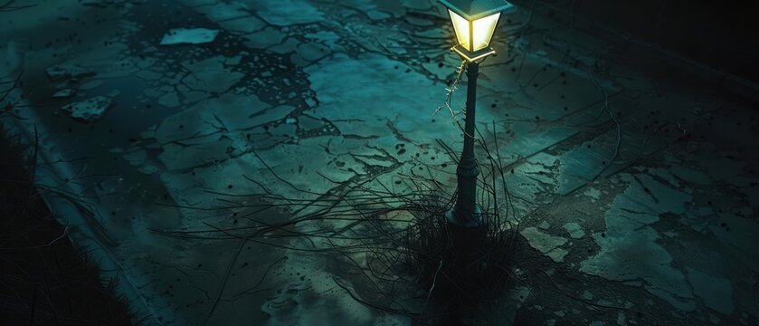 Mysterious night street lamp