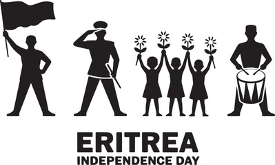 Eritrea Independence Day Celebration Icon Symbols Flag Bearer Officer Dancers Drummer