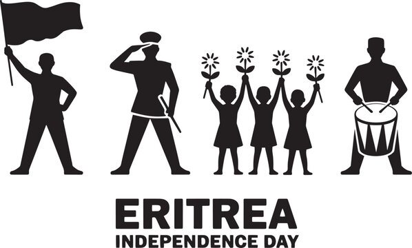 Eritrea Independence Day Celebration Icon Symbols Flag Bearer Officer Dancers Drummer