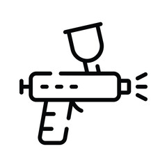 Simple, black line art icon of a spray paint can.
