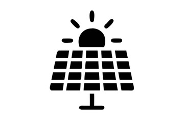 Solar panel icon symbol of renewable energy, ecology, green technology, and sustainable development clean power generation