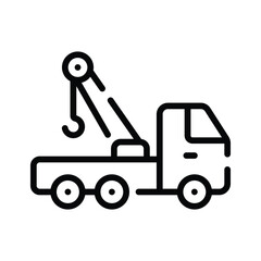 Line icon of tow truck for garage, service, and mechanic use.