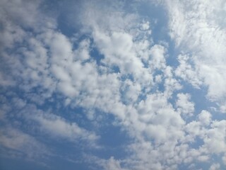 Cloudscape A bright blue sky filled with fluffy clouds on a sunny day
