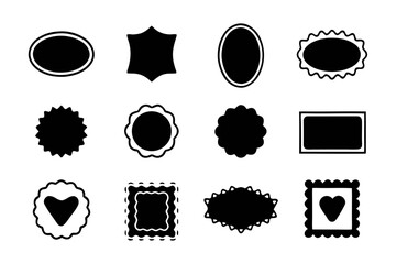 Set of black silhouette frame shapes collection of different simple frames for decoration, labels, badges and design elements