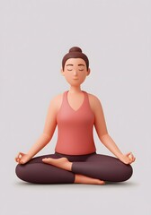 Fototapeta premium 3D Cartoon Woman Meditating in Lotus Pose