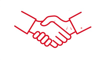 Obraz premium Red outline of two hands shaking