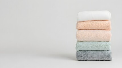Elegant rolled towels in gentle pastel arrangement high resolution photo