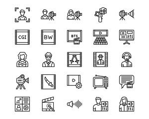 Filmmaking Line Vector Icons