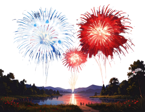 red and blue fireworks 4th of july