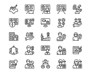 Business Training Line Vector Icons