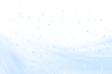 Soft blue winter background with delicate snowflakes and shimmering particles, creating a serene atmosphere ideal for seasonal designs and festive themes with copy space